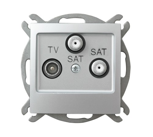 Gniazdo RTV-SAT z dwoma wyjściami SAT GPA-Y2S/m/18 Impresja OSPEL srebro srebrne srebrny srebrna