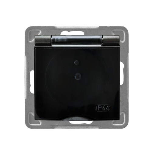 Gniazdo bryzgoszczelne z uziemieniem IP-44 wieczko przezroczyste GPH-1YZ/m/50/d Impresja OSPEL antracyt