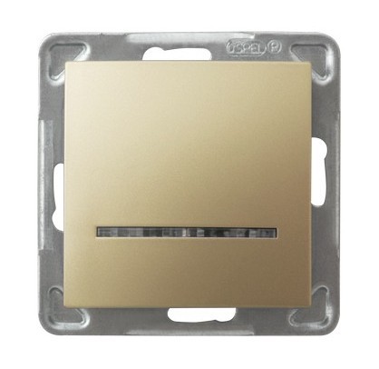 Łącznik jednobiegunowy z podświetleniem niebieskim ŁP-1YS/m/28 Impresja OSPEL złoty metalik