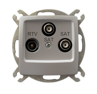 Gniazdo RTV-SAT z dwoma wyjściami SAT GPA-S2S/m/43 Karo OSPEL srebrny perłowy