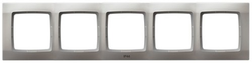 Ramka pięciokrotna do łączników IP-44 RH-5S/43 Karo OSPEL srebrny perłowy