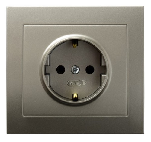 Gniazdo pojedyncze z uziemieniem schuko GP-1WS/45 Kier OSPEL satyna light