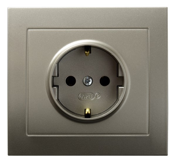 Gniazdo pojedyncze z uziemieniem schuko GP-1WS/45 Kier OSPEL satyna light