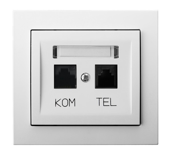 Gniazdo komputerowo-telefoniczne RJ 45 kat. 5e, (8-stykowe) + RJ 11 (6-stykowe) GPKT-W/K/00 Kier OSPEL biały białe biała