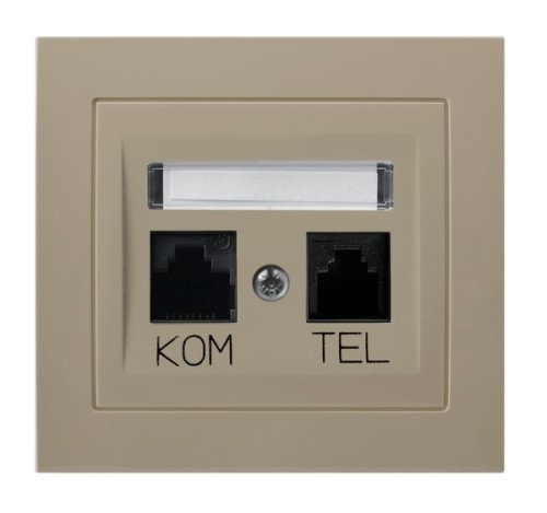 Gniazdo komputerowo-telefoniczne RJ 45 kat. 5e, (8-stykowe) + RJ 11 (6-stykowe) GPKT-W/K/01 Kier OSPEL beżowy beżowe