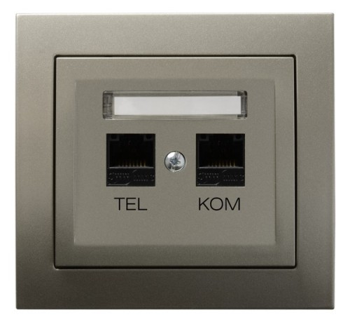 Gniazdo komputerowo-telefoniczne RJ 45 kat. 5e, (8-stykowe) + RJ 11 (6-stykowe) GPKT-W/K/45 Kier OSPEL satyna light
