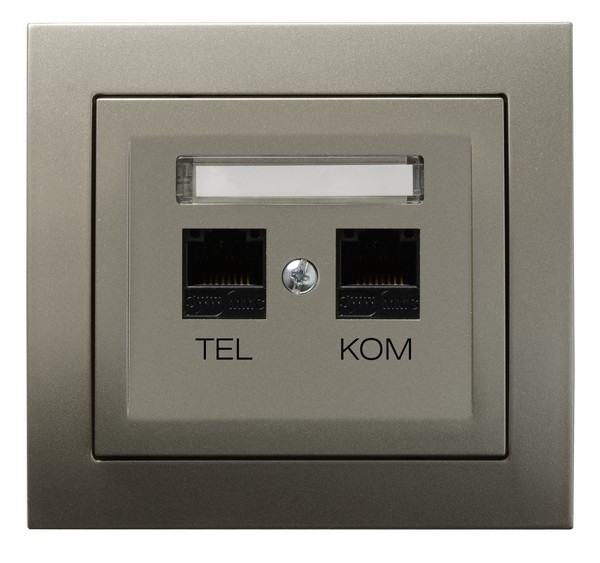 Gniazdo komputerowo-telefoniczne RJ 45 kat. 5e, (8-stykowe) + RJ 11 (6-stykowe) GPKT-W/K/45 Kier OSPEL satyna light