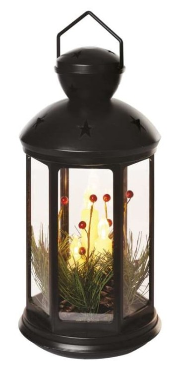 Dekoracja Lampion 1 LED 35cm 3x C WW DCLV15 Emos IP20 0,06W lampa Boże Narodzenie ozdoba świecąca dekoracja na święta świąteczna elektryczna vintage świeczka przenośna ciepły biały ciemny