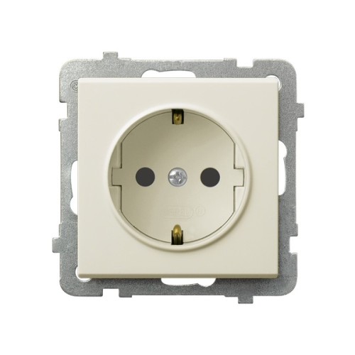 Gniazdo pojedyncze z uziemieniem schuko GP-1RS/m/27 Sonata OSPEL ecru