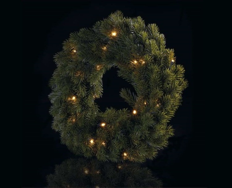 Wianek świąteczny bożonarodzeniowy na drzwi 20 LED 40cm 2x AA WW Timer DCTW05 Emos IP20 0,6W Boże Narodzenie ozdoba świecąca dekoracja na święta świąteczna elektryczna stroik wieniec ciepły biały zielony