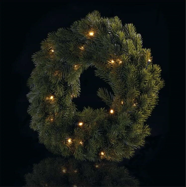 Wianek świąteczny bożonarodzeniowy na drzwi 20 LED 40cm 2x AA WW Timer DCTW05 Emos IP20 0,6W Boże Narodzenie ozdoba świecąca dekoracja na święta świąteczna elektryczna stroik wieniec ciepły biały zielony