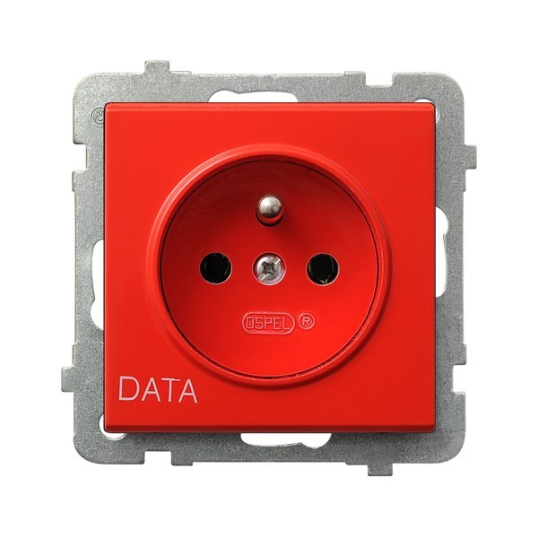 Gniazdo pojedyncze z uziemieniem DATA GP-1RZD/m/00 Sonata OSPEL czerwony czerwone czerwona