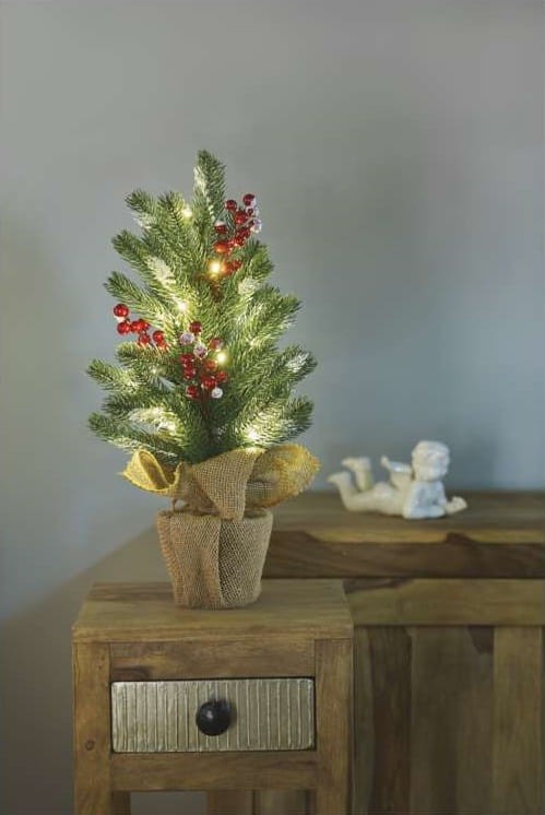 Drzewko drzewo świecące Dekoracja świąteczna 52cm 20 micro LED DCTW04 Emos 3x AA WW IP20 timer WW Boże Narodzenie ozdoba choinka wewnętrzna do domu ciepła biel