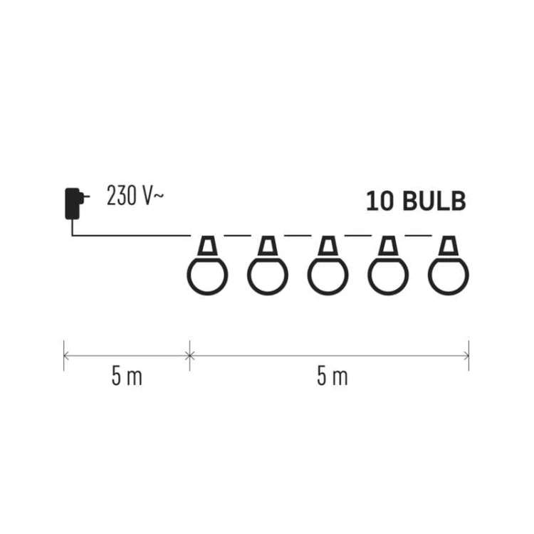 Lampki ogrodowe Girlanda Łańcuch Party 10x 5 LED do Ogrodu z Żarówkami DCPW01 Emos Dekoracyjny 5m   IP44 WW Dekoracja sznur ciepły mleczne