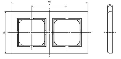 Ramka podwójna R-2R/33 Sonata OSPEL czarny metalik czarne czarna