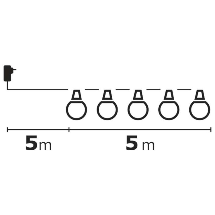 Lampki ogrodowe Girlanda Łańcuch Party 10x 5 LED do Ogrodu z Żarówkami DCPW01 Emos Dekoracyjny 5m   IP44 WW Dekoracja sznur ciepły mleczne