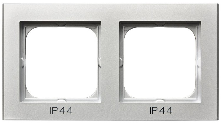 Ramka podwójna do łączników IP-44 RH-2R/38 Sonata OSPEL srebro mat
