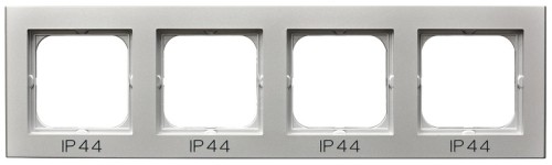 Ramka poczwórna do łączników IP-44 RH-4R/38 Sonata OSPEL srebro mat