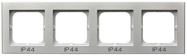 Ramka poczwórna do łączników IP-44 RH-4R/38 Sonata OSPEL srebro mat