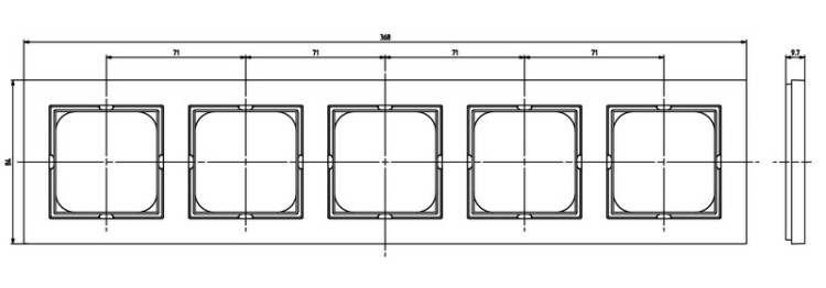 Ramka pięciokrotna do łączników IP-44 RH-5R/33 Sonata OSPEL czarny metalik czarne czarna