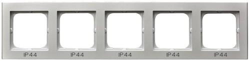 Ramka pięciokrotna do łączników IP-44 RH-5R/38 Sonata OSPEL srebro mat