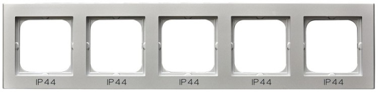 Ramka pięciokrotna do łączników IP-44 RH-5R/38 Sonata OSPEL srebro mat