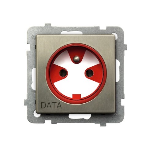 Gniazdo pojedyncze z uziemieniem DATA z kluczem uprawniającym GP-1RMZK/m/44 Sonata Nowe Srebro OSPEL nowe srebro