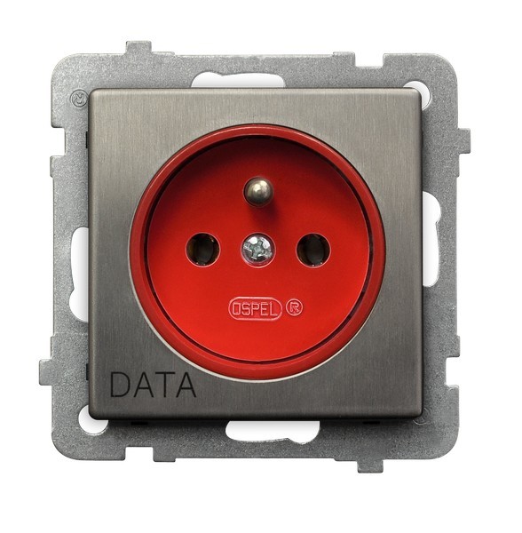 Gniazdo pojedyncze z uziemieniem DATA GP-1RMZD/m/37 Sonata Stal Inox OSPEL stal inox