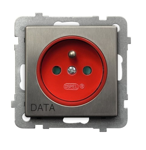 Gniazdo pojedyncze z uziemieniem DATA z przesłonami torów prądowych GP-1RMZDP/m/37 Sonata Stal Inox OSPEL stal inox