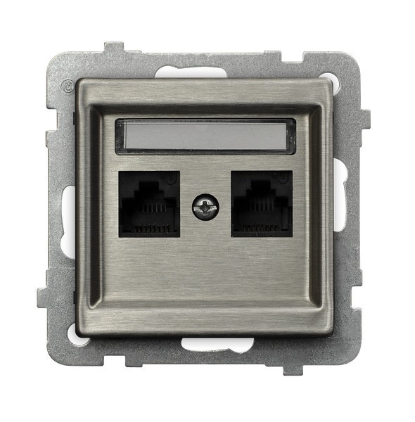 Gniazdo komputerowe podwójne, kat. 5e MMC GPK-2RM/K/m/37 Sonata Stal Inox OSPEL stal inox