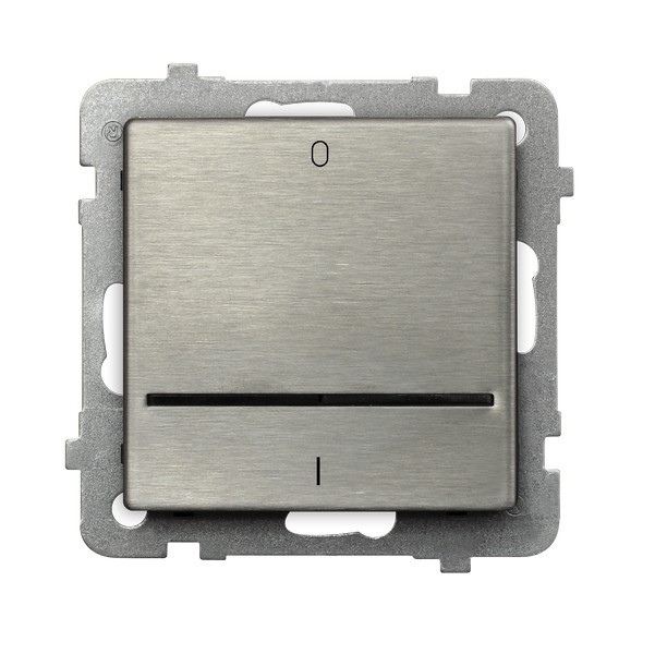 Łącznik dwubiegunowy z podświetleniem niebieskim ŁP-11RMS/m/37 Sonata Stal Inox OSPEL stal inox
