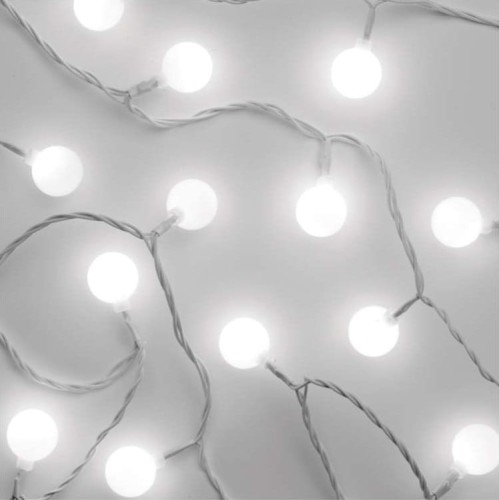 Lampki ogrodowe Girlanda Łańcuch kulki Big Cherry 40x LED do Ogrodu z Żarówkami D5AC01 Emos Dekoracyjny 4m lampki choinkowe świąteczne IP44 Dekoracja sznur zimna biel Biały