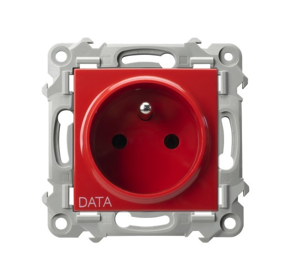 Gniazdo pojedyncze z uziemieniem DATA GP-1ZZD/m/00 Szafir OSPEL czerwony czerwone