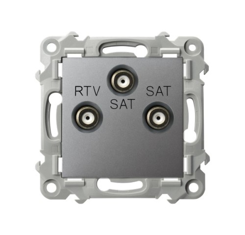Gniazdo RTV-SAT z dwoma wyjściami SAT GPA-Z2S/m/70 Szafir OSPEL szary mat szare szara