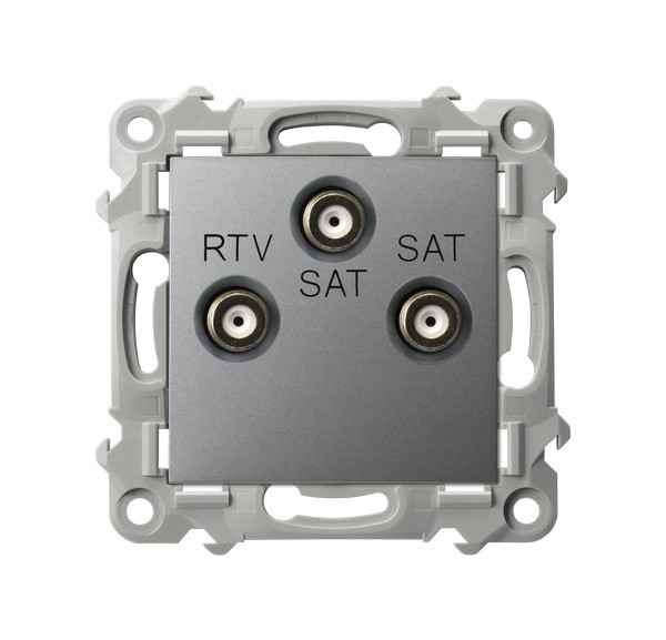 Gniazdo RTV-SAT z dwoma wyjściami SAT GPA-Z2S/m/70 Szafir OSPEL szary mat szare szara