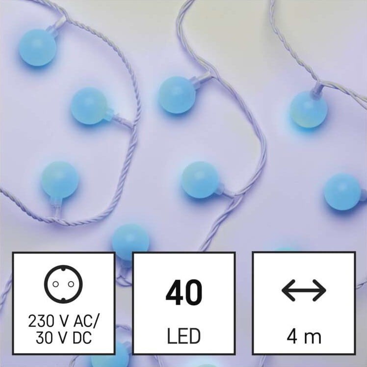 Lampki ogrodowe Girlanda Łańcuch kulki Big Cherry 40x LED do Ogrodu z Żarówkami D5AB01 Emos Dekoracyjny 4m lampki choinkowe świąteczne IP44 Dekoracja sznur Niebieski
