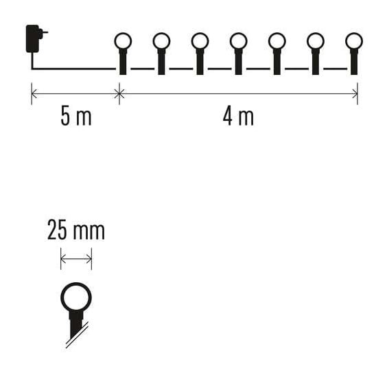 Lampki ogrodowe Girlanda Łańcuch kulki Big Cherry 40x LED do Ogrodu z Żarówkami D5AW01 Emos Dekoracyjny 4m lampki choinkowe świąteczne IP44 Dekoracja sznur ciepłobiały Ciepły biały