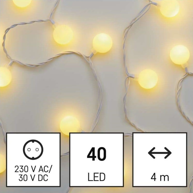Lampki ogrodowe Girlanda Łańcuch kulki Big Cherry 40x LED do Ogrodu z Żarówkami D5AW01 Emos Dekoracyjny 4m lampki choinkowe świąteczne IP44 Dekoracja sznur ciepłobiały Ciepły biały