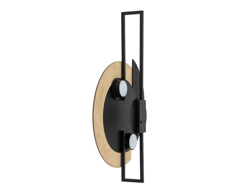 Lampa ścienna Kinkiet Industrialny Loft SUNSET NATURAL C 10578 NOWODVORSKI Lighting GX53 x2 okrąg drewniany nowoczesna oprawa oświetleniowa metal drewno sklejka podwójny Inspiracje Premium - Outlet