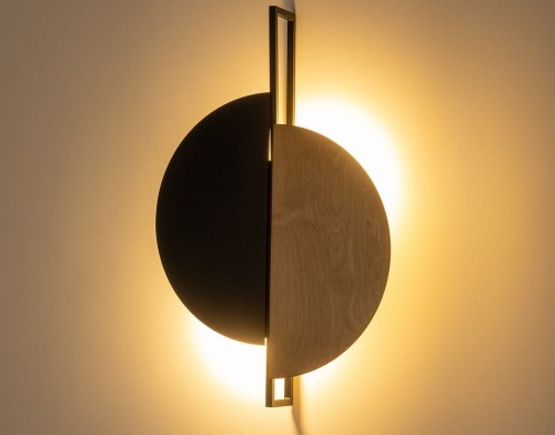 Lampa ścienna Kinkiet Industrialny Loft SUNSET NATURAL B 10577 NOWODVORSKI Lighting GX53 x2 okrąg drewniany nowoczesna oprawa oświetleniowa metal drewno sklejka Inspiracje Premium - Outlet