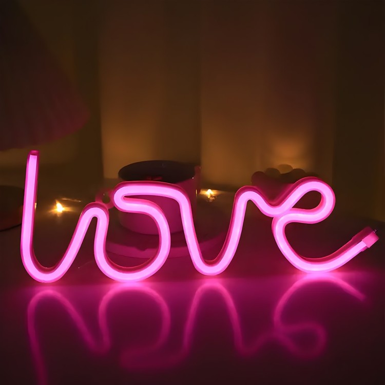 Świecący napis neonowy LOVE NEONOWE LED EK3973 Eko-Light na baterie 3xAA na Walentynki dla zakochanych podświetlany różowy