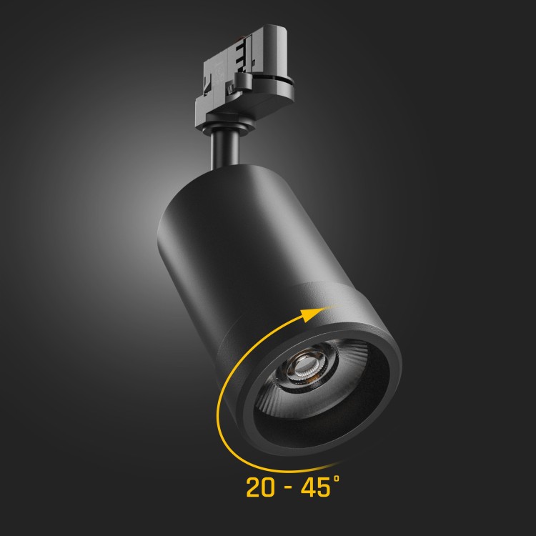 Lampa szynowa Reflektor szynowy PAVA BASIC na Szynoprzewód 3F 20W CCT 230V 20-45ST IP20 RA80 84X136X185MM Czarny SLI033033CCT_PW SPECTRUM LED szynoprzewodu