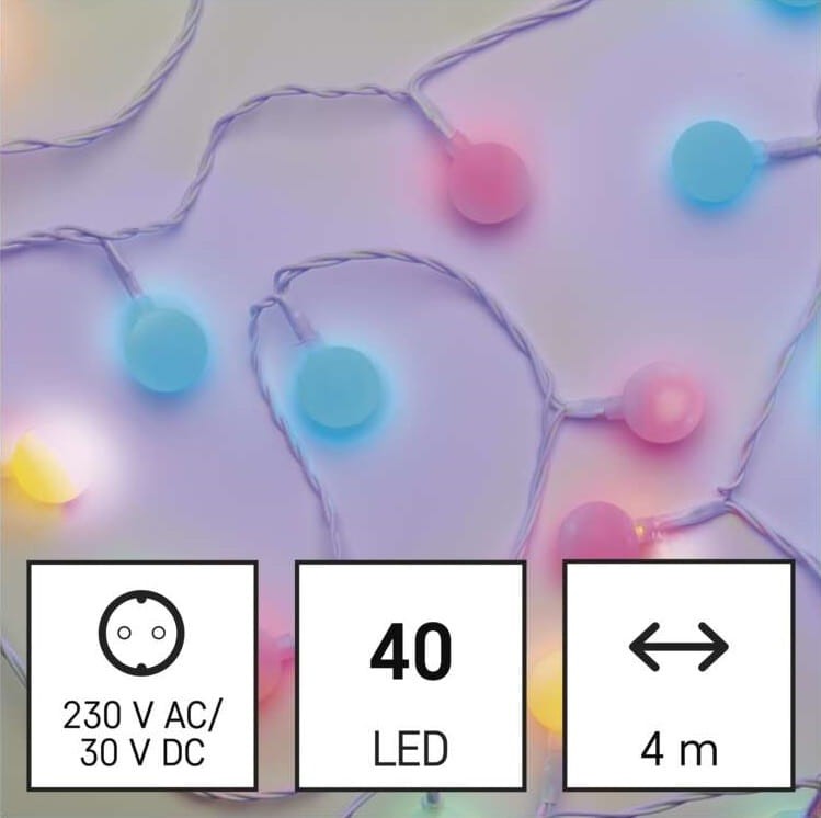 Lampki ogrodowe Girlanda Łańcuch kulki Big Cherry 40x LED RGB do Ogrodu z Żarówkami D5AM01 Emos Dekoracyjny 4m lampki choinkowe świąteczne IP44 Dekoracja sznur Multikolor