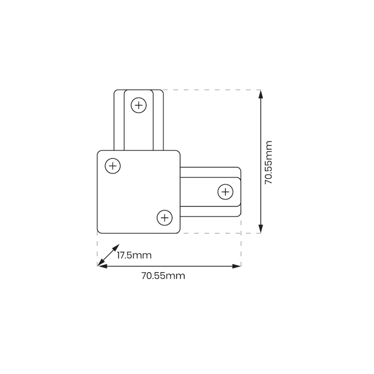 Łącznik L Track Czarny 1-Obwodowy v2.0 ML0710 Milagro