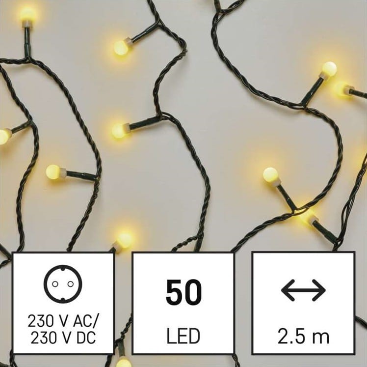 Lampki choinkowe Łańcuch kulki Cherry 50x LED z Żarówkami D5GW01 Emos Dekoracyjny 2,5m lampki świąteczne IP20 Dekoracja świąteczna Boże Narodzenie ozdoba wewnętrzna do domu sznur WW ciepłobiały Ciepły biały