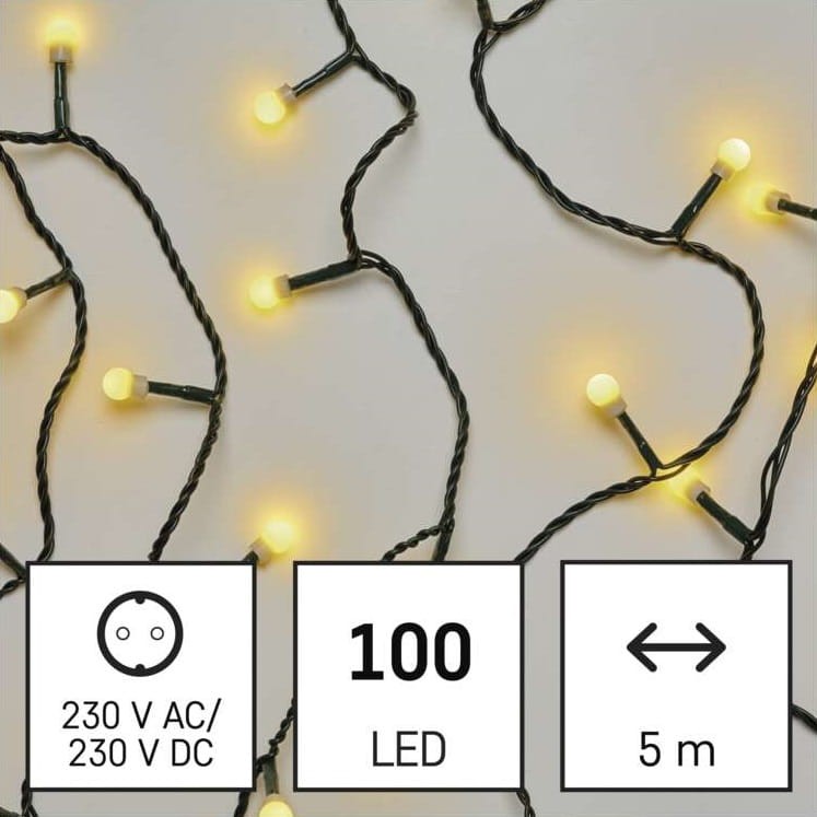 Lampki choinkowe Łańcuch kulki Cherry 100x LED z Żarówkami D5GW02 Emos Dekoracyjny 5m lampki świąteczne IP20 Dekoracja świąteczna Boże Narodzenie ozdoba wewnętrzna do domu sznur ciepłobiały Ciepły biały
