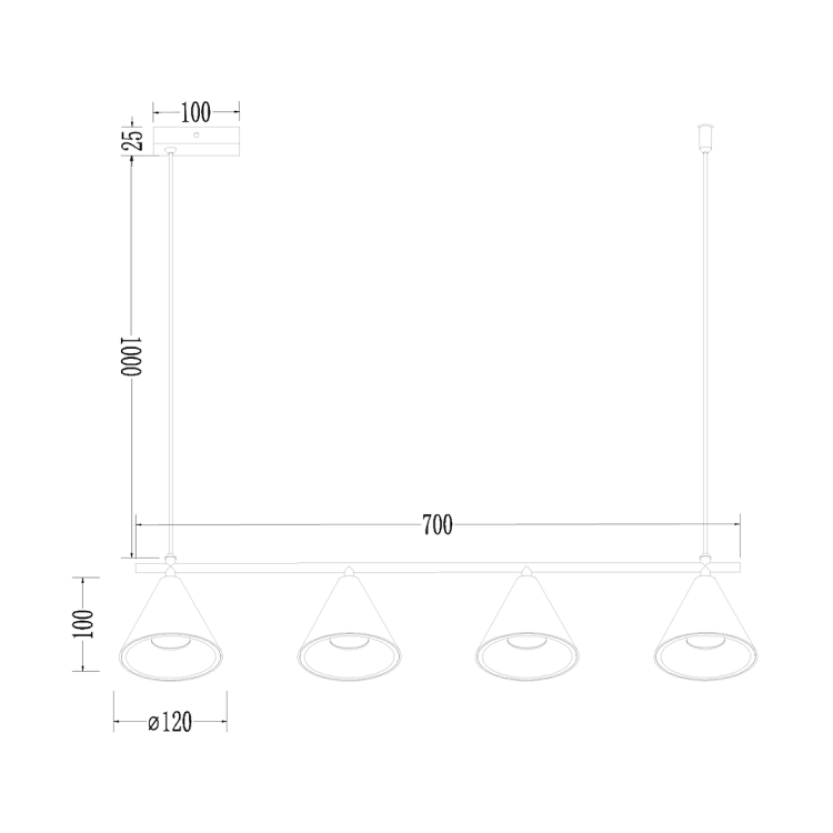 Lampa Wisząca Cone Złoty 4xGU10 ML1125 Milagro