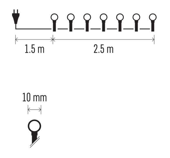 Lampki choinkowe Łańcuch kulki Cherry 50x LED z Żarówkami D5GC01 Emos Dekoracyjny 2,5m lampki świąteczne IP20 Dekoracja świąteczna Boże Narodzenie ozdoba wewnętrzna do domu sznur CW zimna biel Zimny biały
