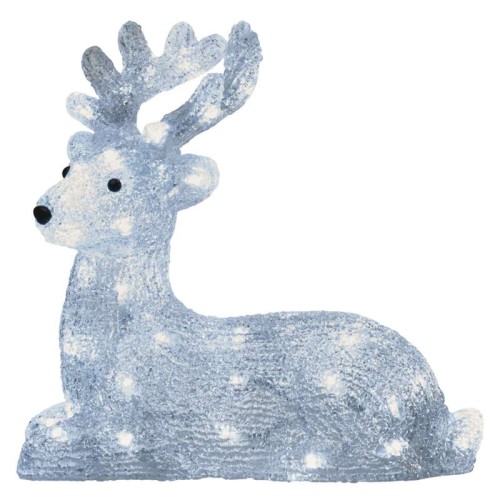 Jeleń świąteczny bożonarodzeniowy leżący 40 LED 31cm CW Timer DCFC06 Emos 230V IP44 2,1W Boże Narodzenie ozdoba świecąca dekoracja figurka na święta świąteczna elektryczna stroik zimny biały