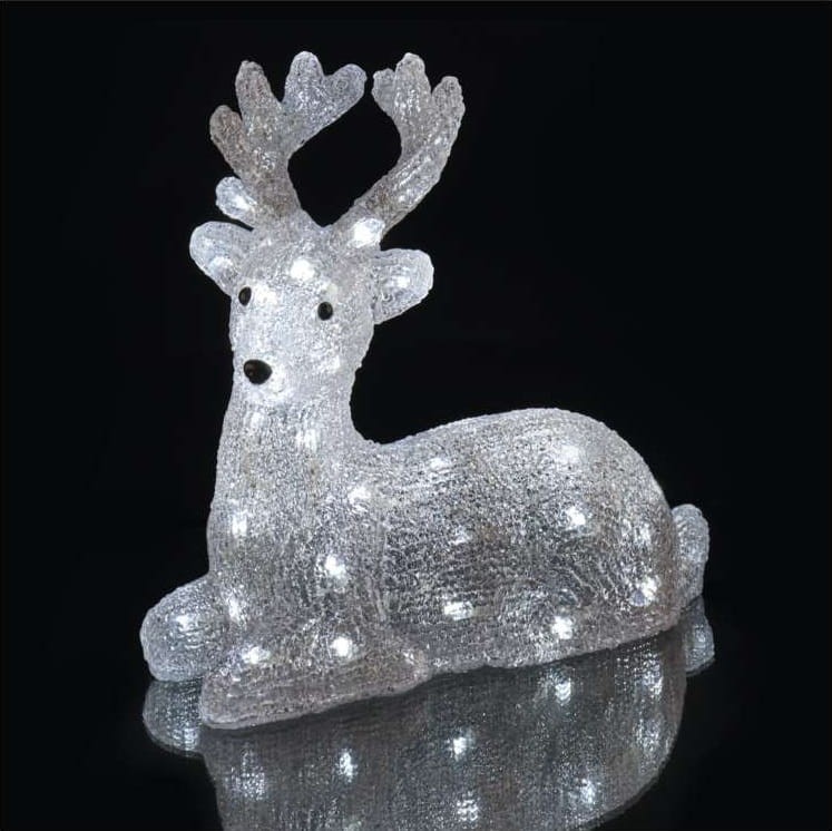 Jeleń świąteczny bożonarodzeniowy leżący 40 LED 31cm CW Timer DCFC06 Emos 230V IP44 2,1W Boże Narodzenie ozdoba świecąca dekoracja figurka na święta świąteczna elektryczna stroik zimny biały